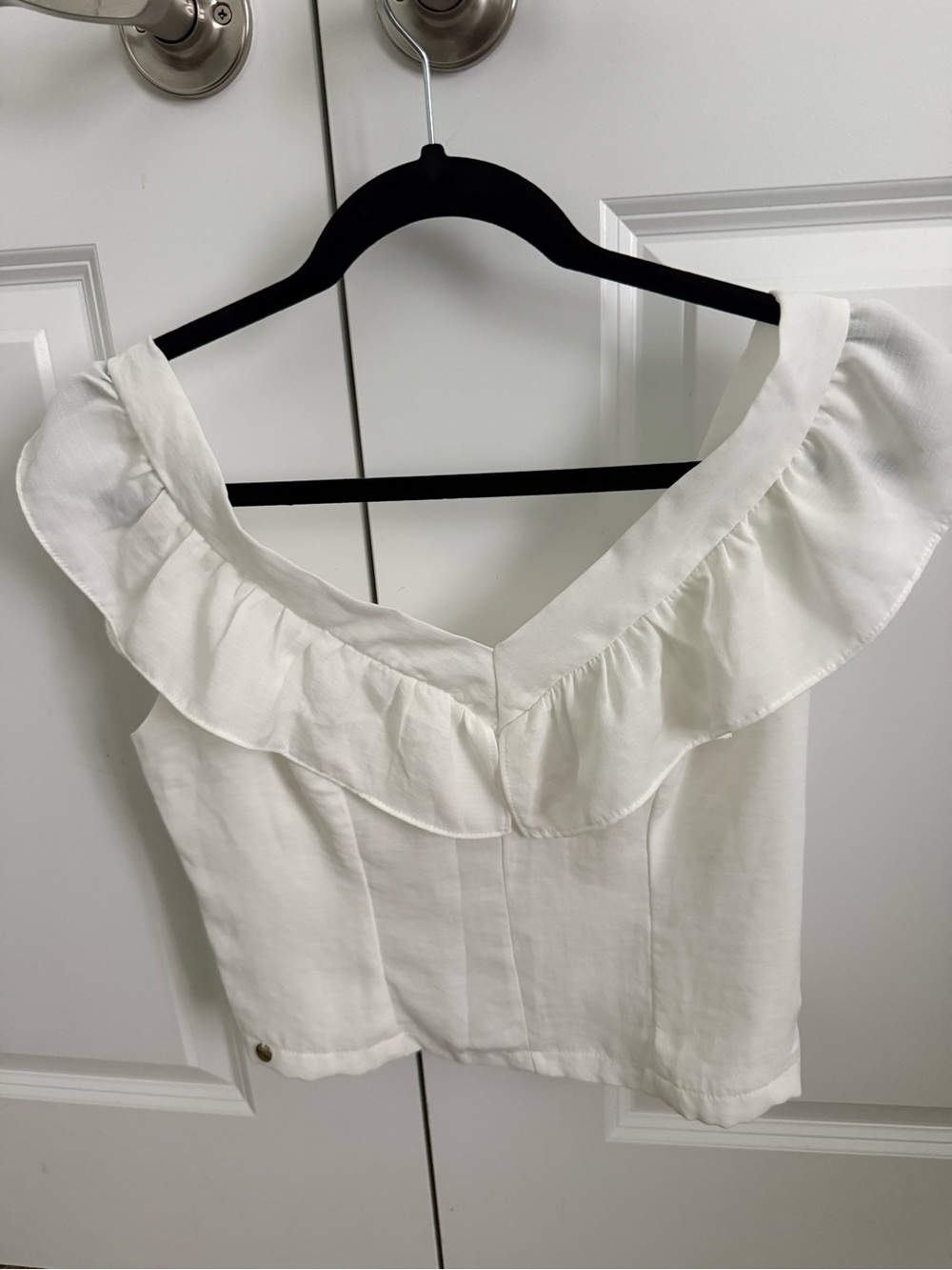 White Ruffle Off-Shoulder Crop Top